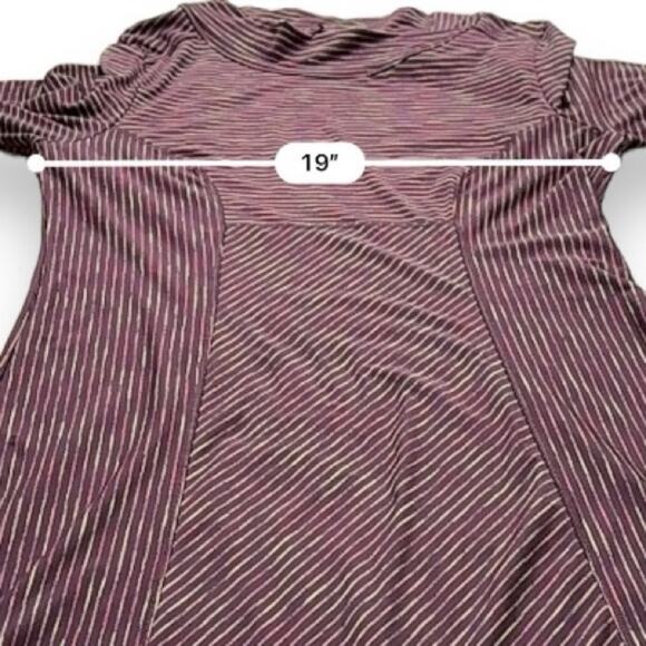 Prana Alicia Scramble Purple Multi Striped Mock Neck Long Sleeve Dress Sz L - Picture 9 of 10